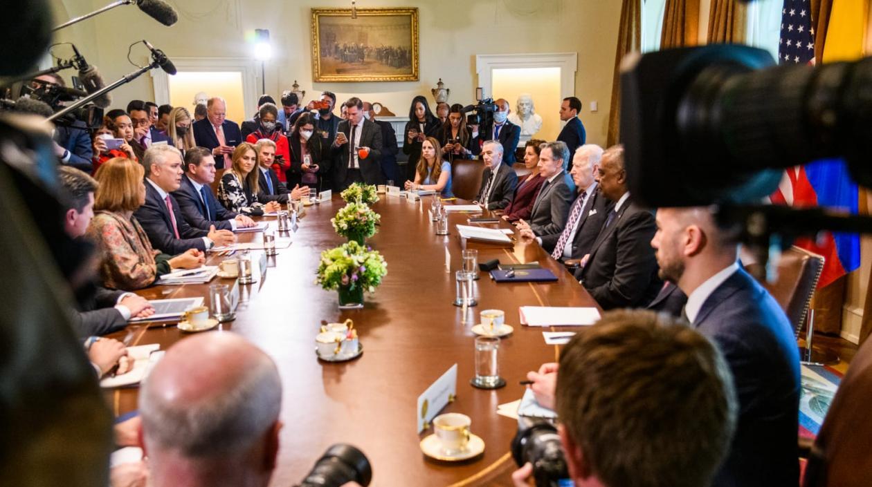 Joe Biden, durante el encuentro que tuvo con el Presidente Iván Duque Márquez