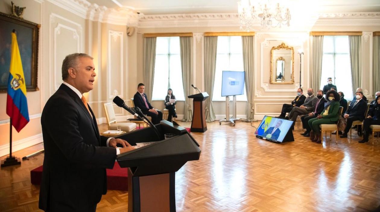 El Presidente Iván Duque durante la presentación del informe de la Misión de Sabios.