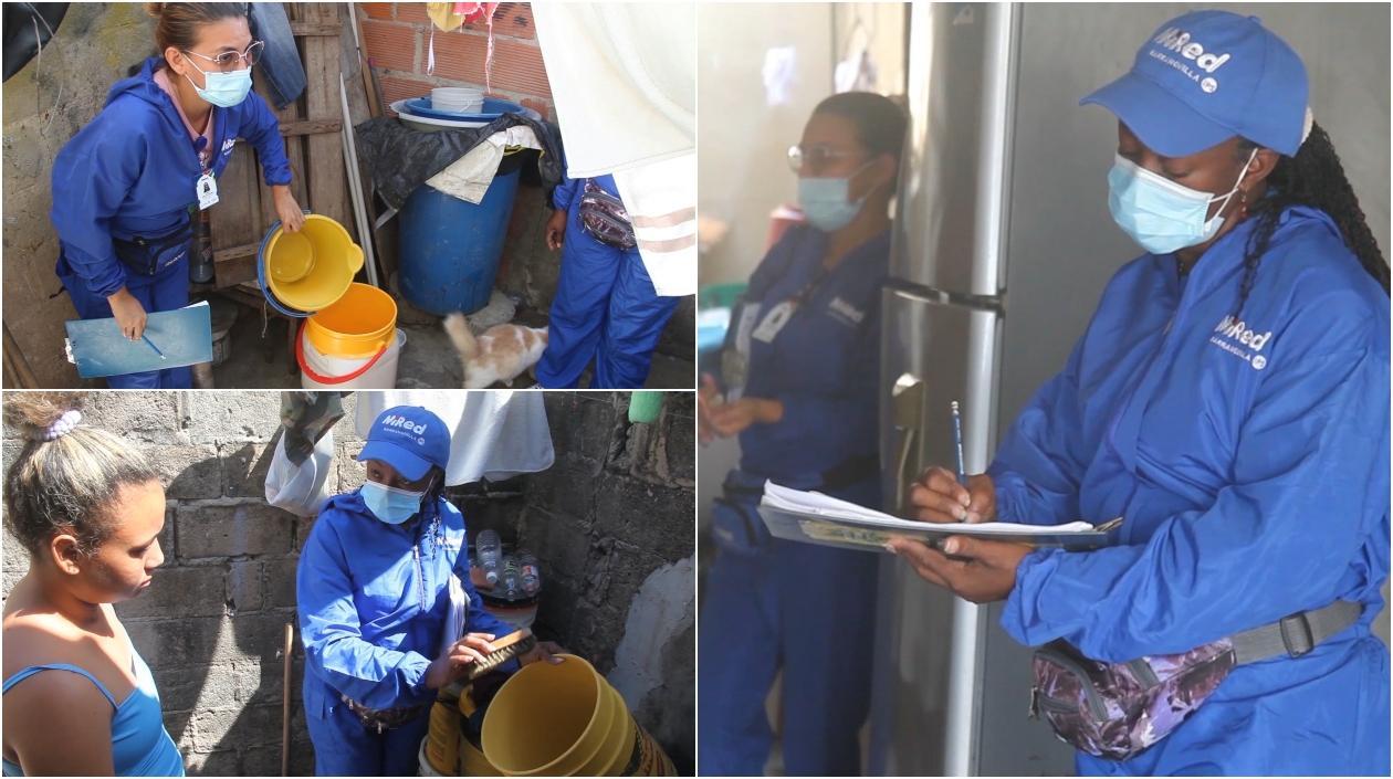 Funcionarias del Distrito durante las medidas de control. 