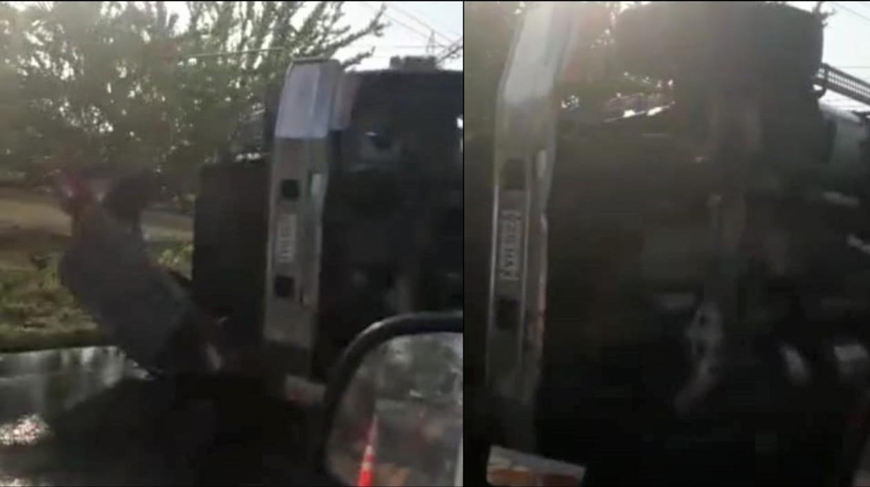 Así quedó el tractocamión tras el accidente.