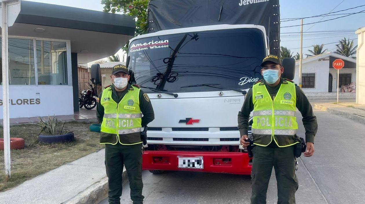 El camión recuperado por la Policía. 