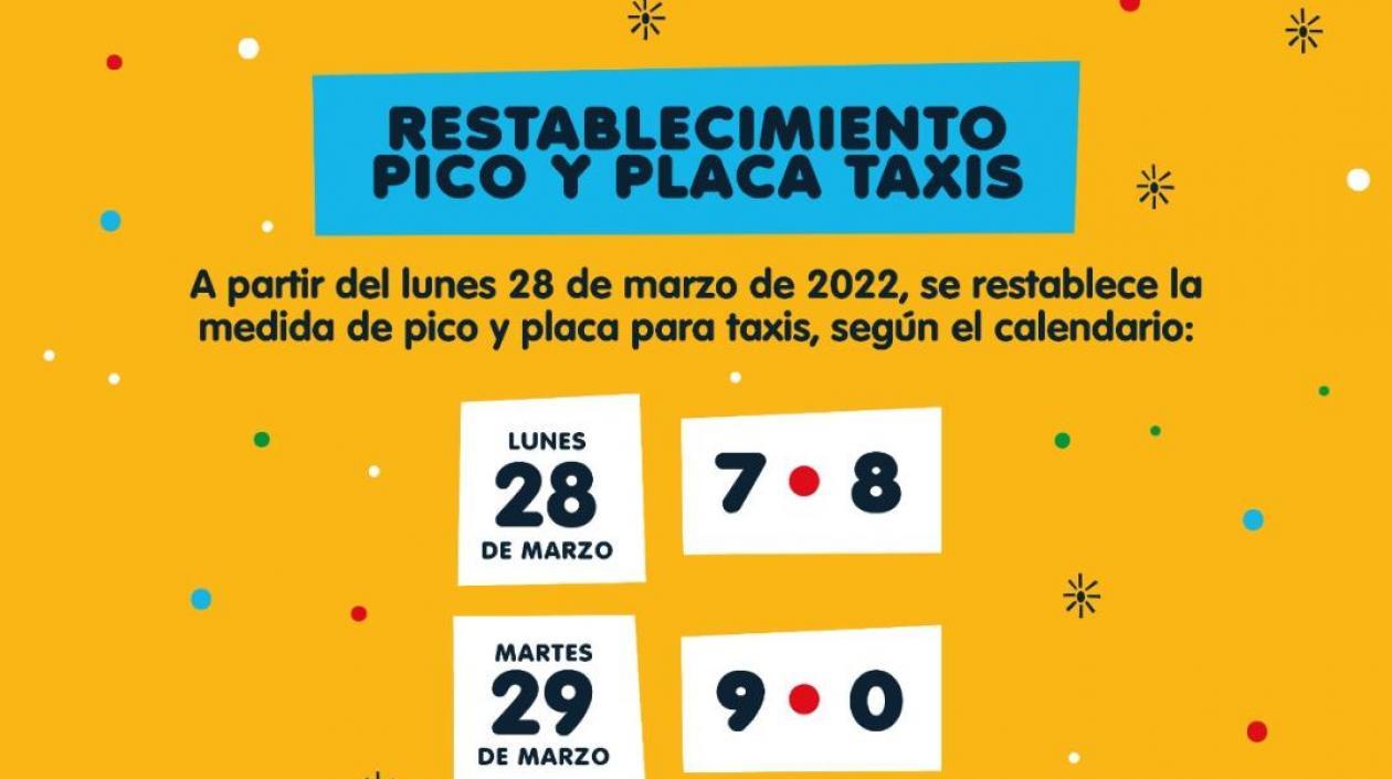 Pico y placa para taxis esta semana