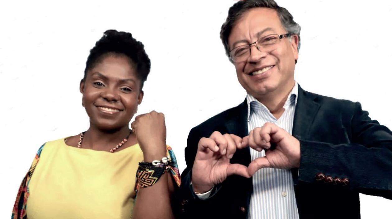 El candidato Gustavo Petro con su fórmula Francia Márquez.