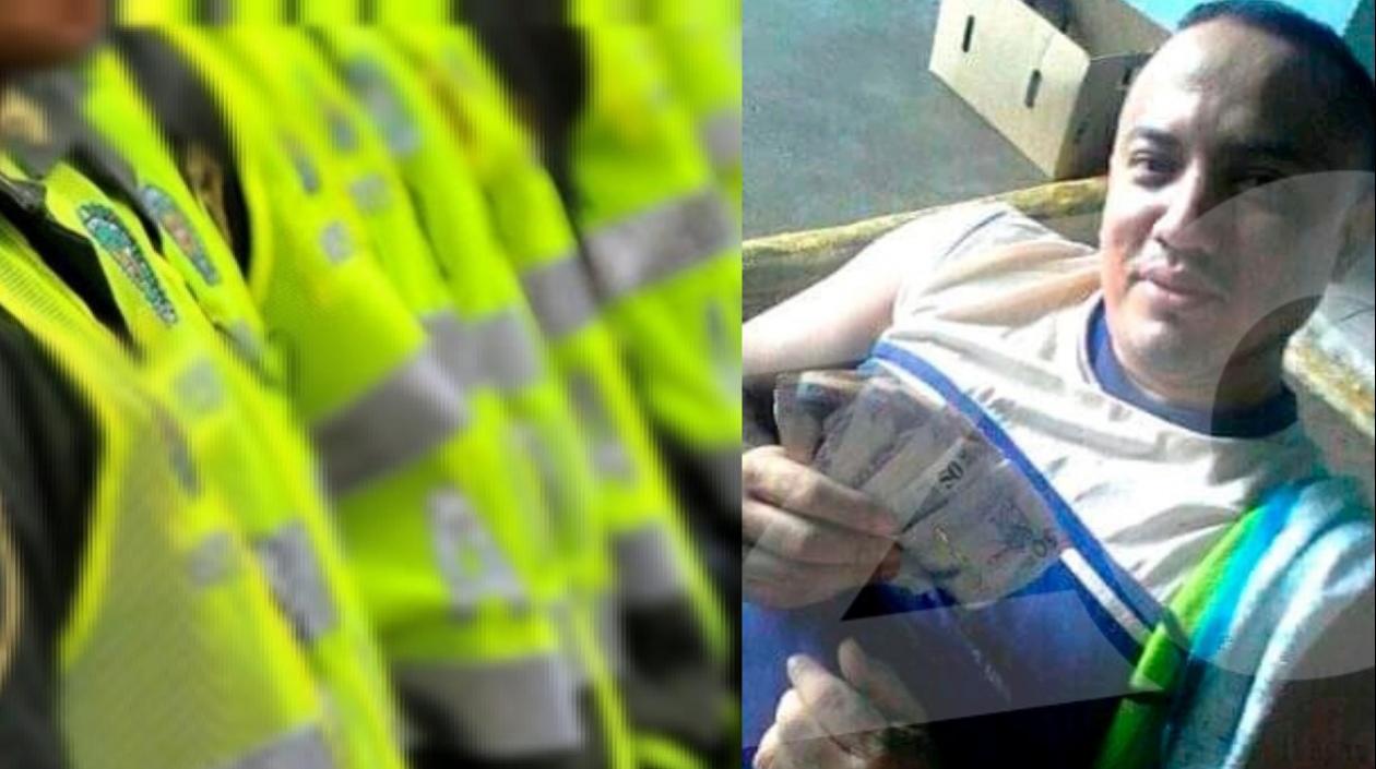 Imagen de policías y de alias 'Otón'.