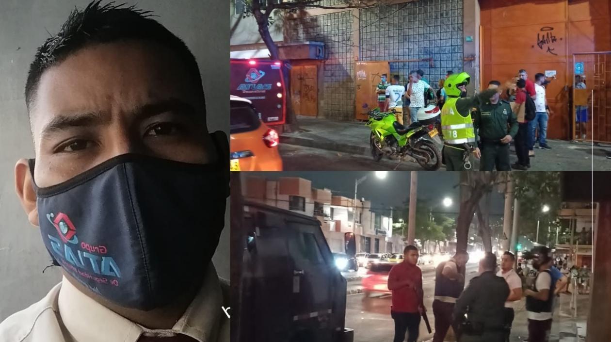 Daniel Enrique González Castro y escenas del sitio del asalto.