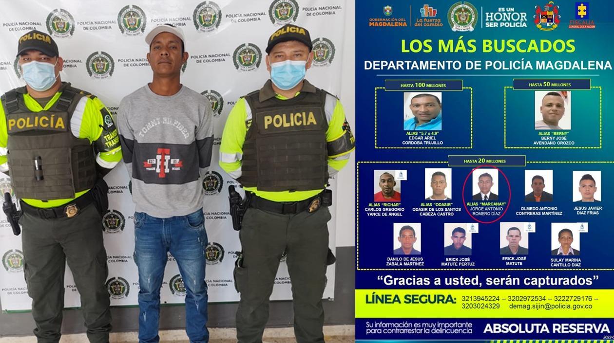 El hombre aparece en el cartel de los más buscados en el departamento del Magdalena. 