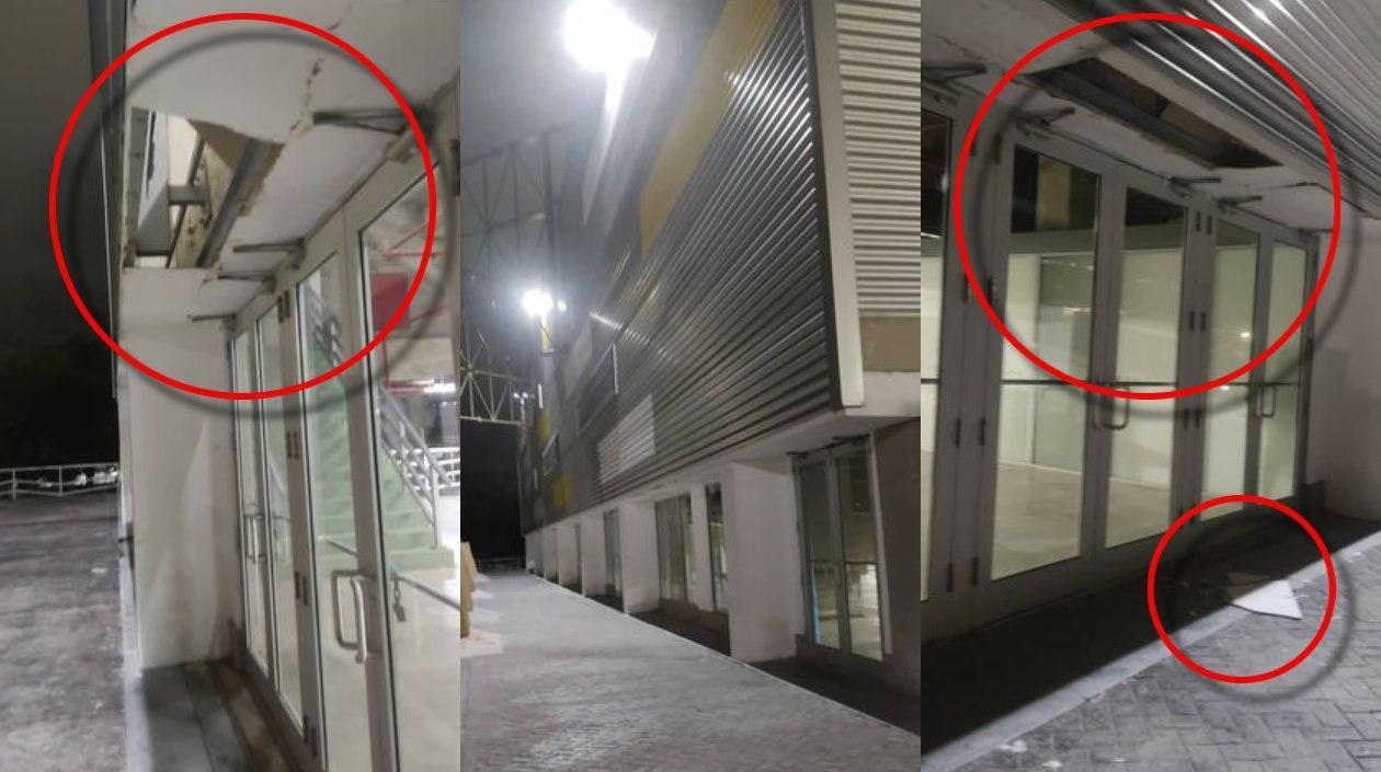 Daños en la fachada del escenario. 