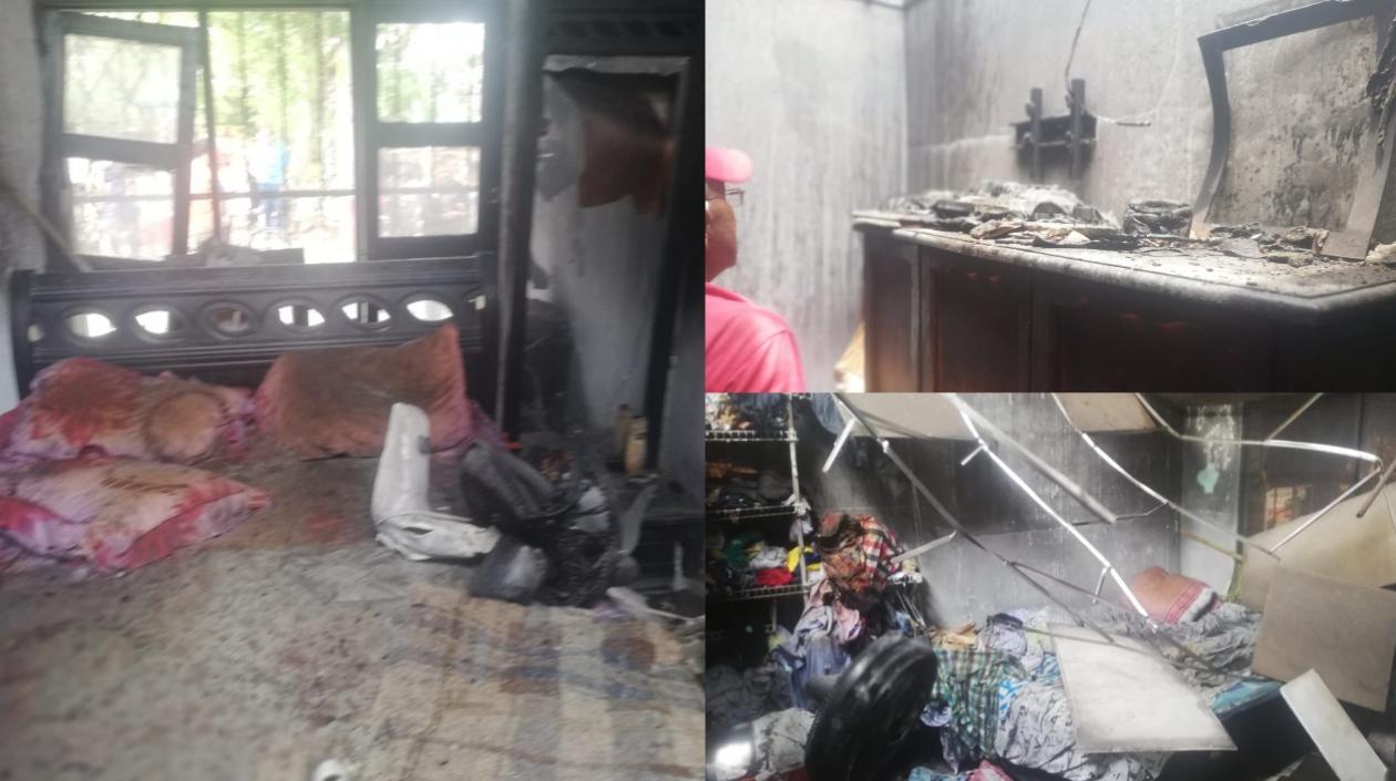 Así quedó la vivienda tras el incendio. 