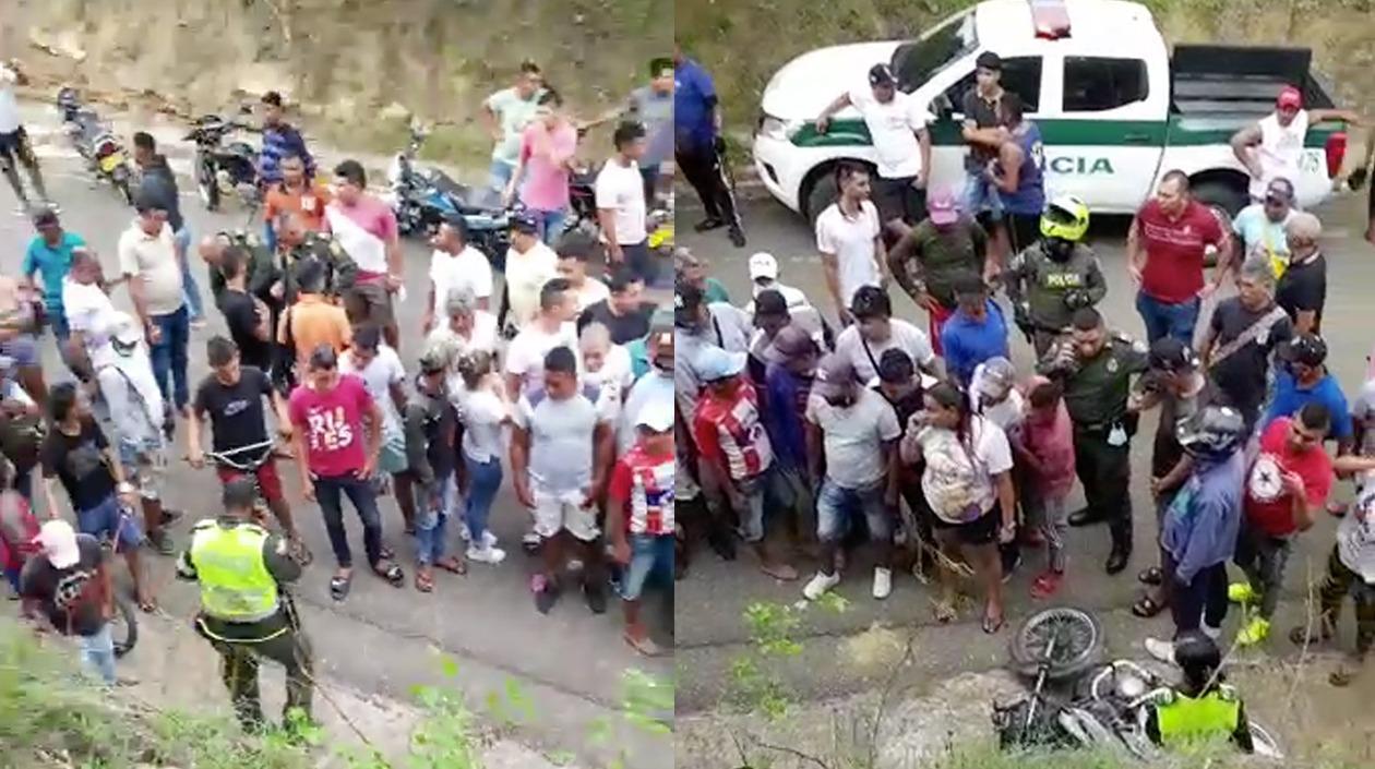 Personas aglomeradas en el lugar donde ocurrió la balacera y en donde quedó abatido uno de los sospechosos. 