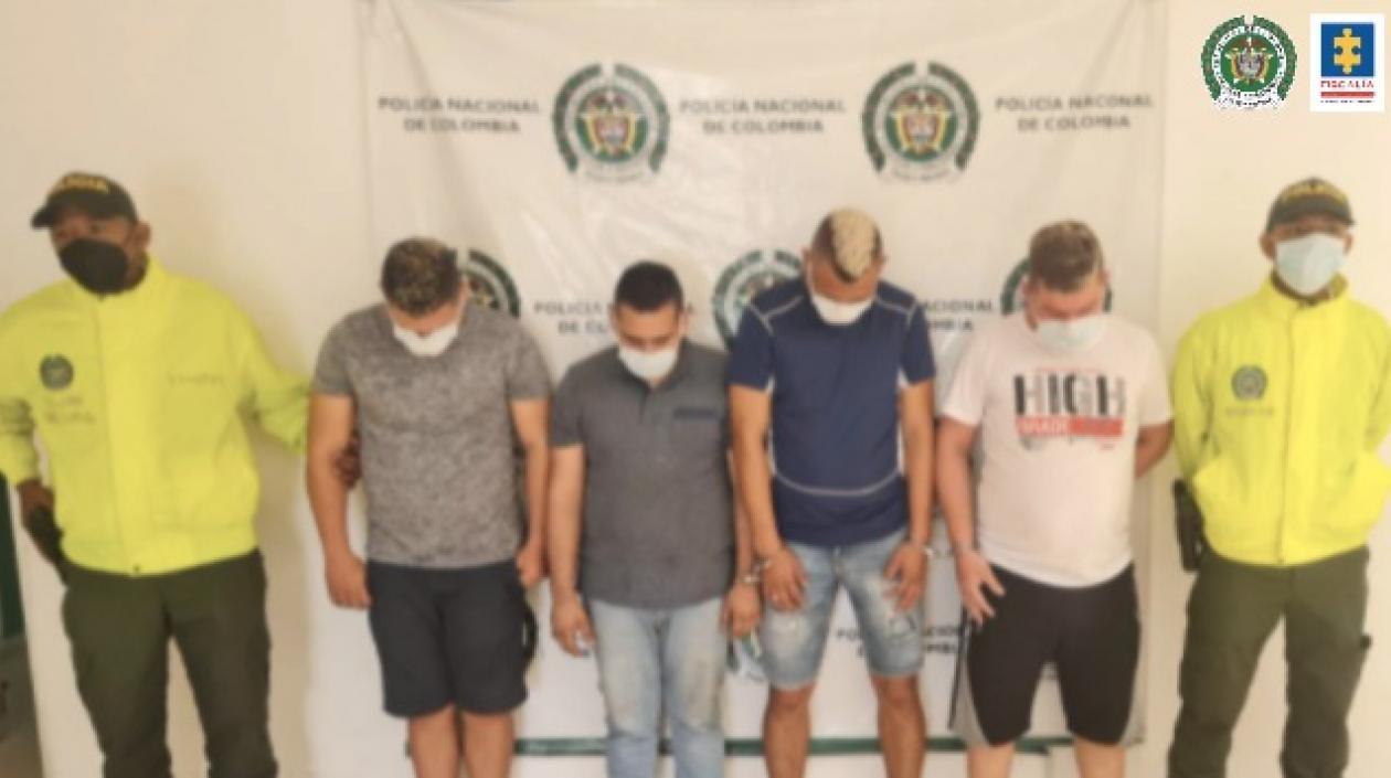 Cuatro presuntos integrantes de 'Los Rayas'.