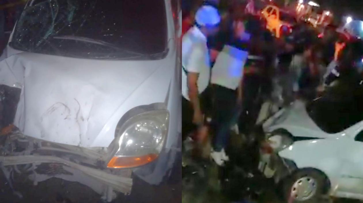 Así quedaron los vehículos involucrados en el accidente en la vía Oriental.
