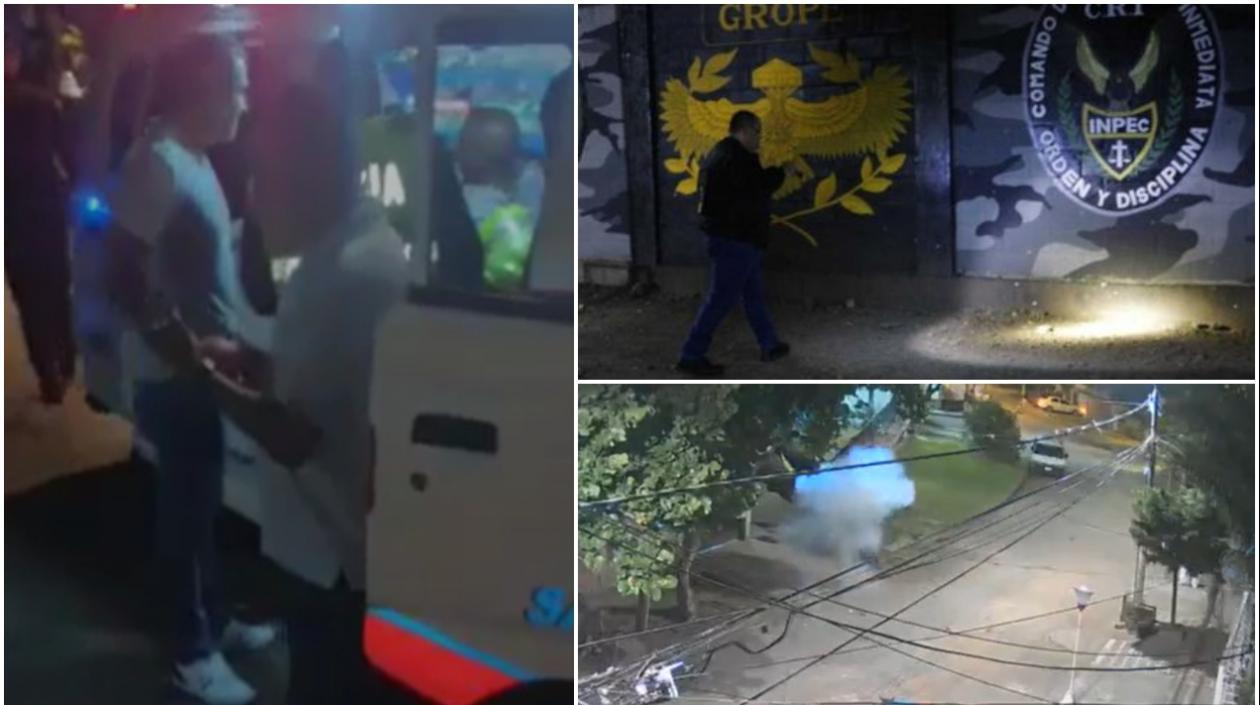 Una ambulancia atiende la emergencia por el estallido de un artefacto explosivo a las afueras de una cárcel en Cali.