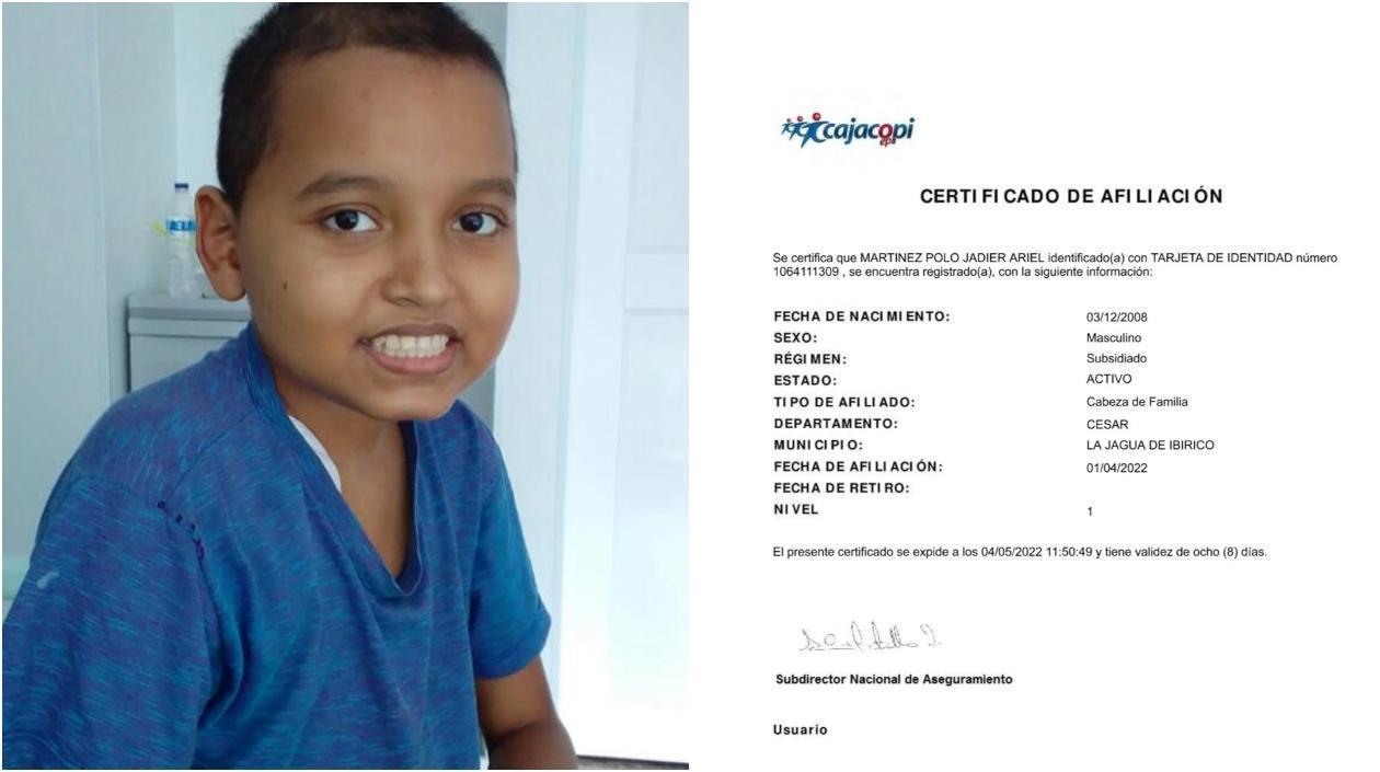 Jadier Ariel Martínez Polo aparece en sistema como usuario activo de Cajacopi. 