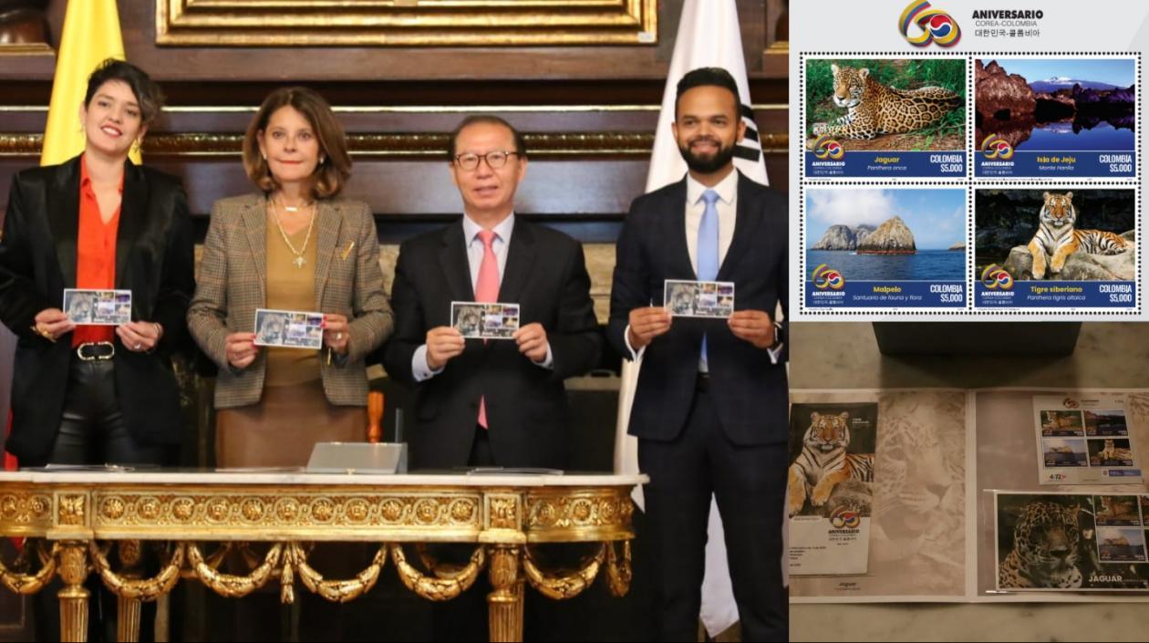 La Secretaria General de 4-72, Paola Devia; la Vicepresidente Marta Ramírez, el embajador Choo Jong-youn y el viceministro Francisco Echeverri.