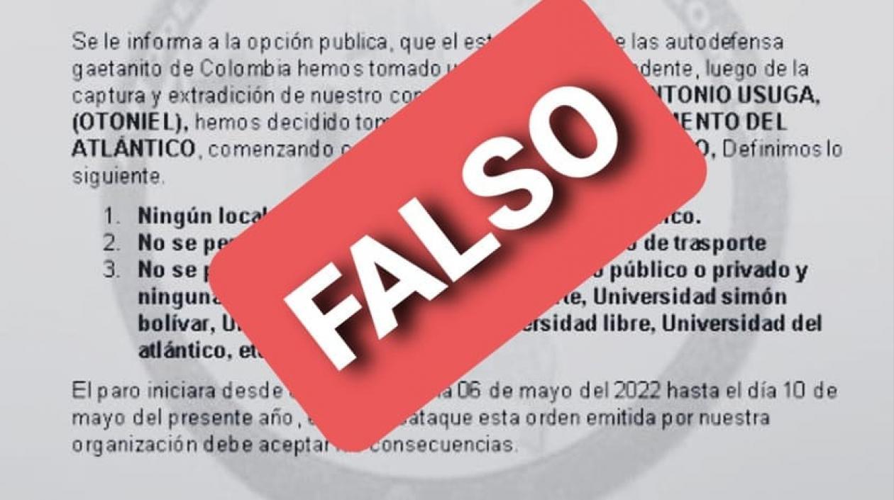 El panfleto que circula en redes sociales.