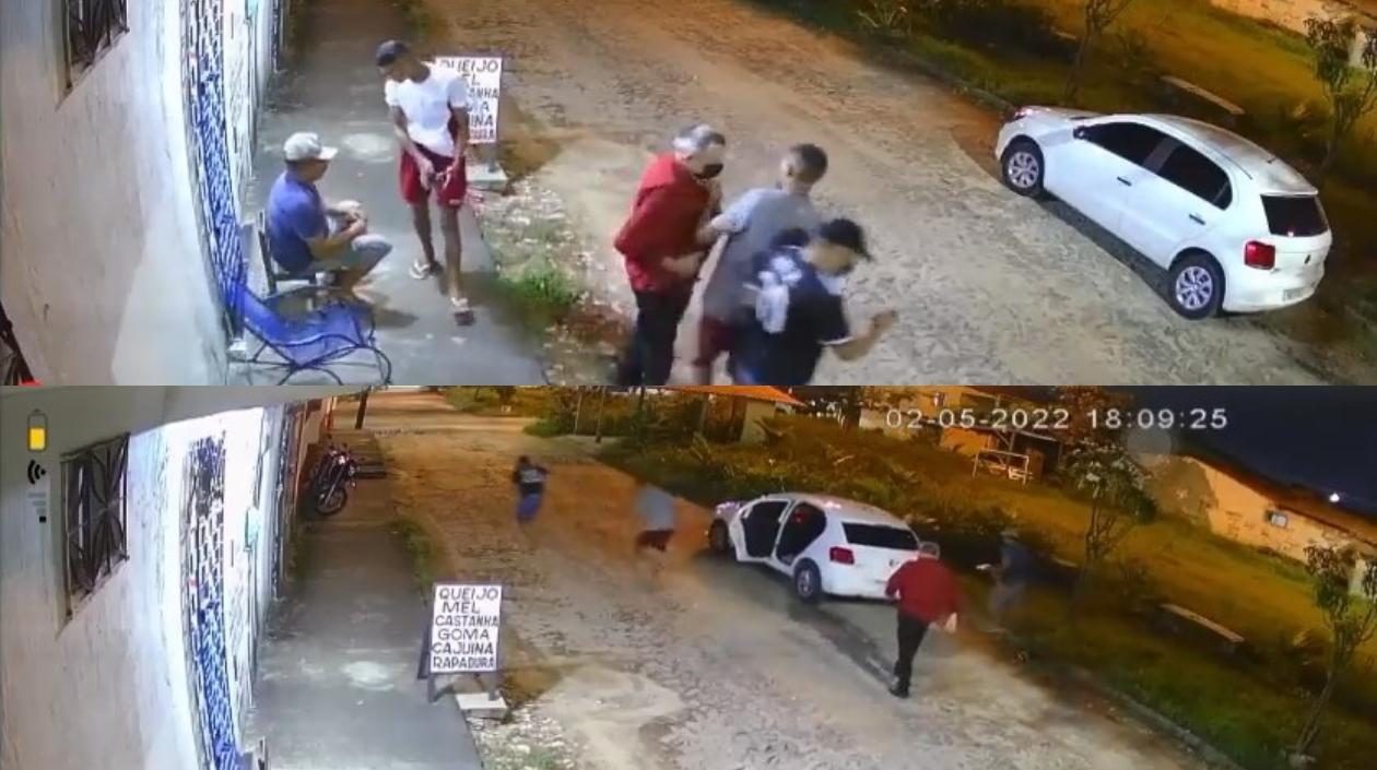 Dos momentos, el del rono y el de la huida de los delincuentes.