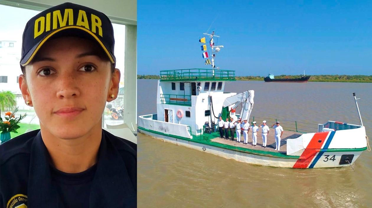 La Comandante TF Daniela García, la tripulación y el 'ARC Ciénaga de Mallorquín'.