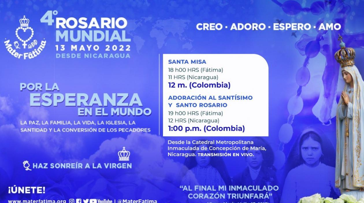 A las 12 del día comensará la misa del 4 rosario mundial por la paz.