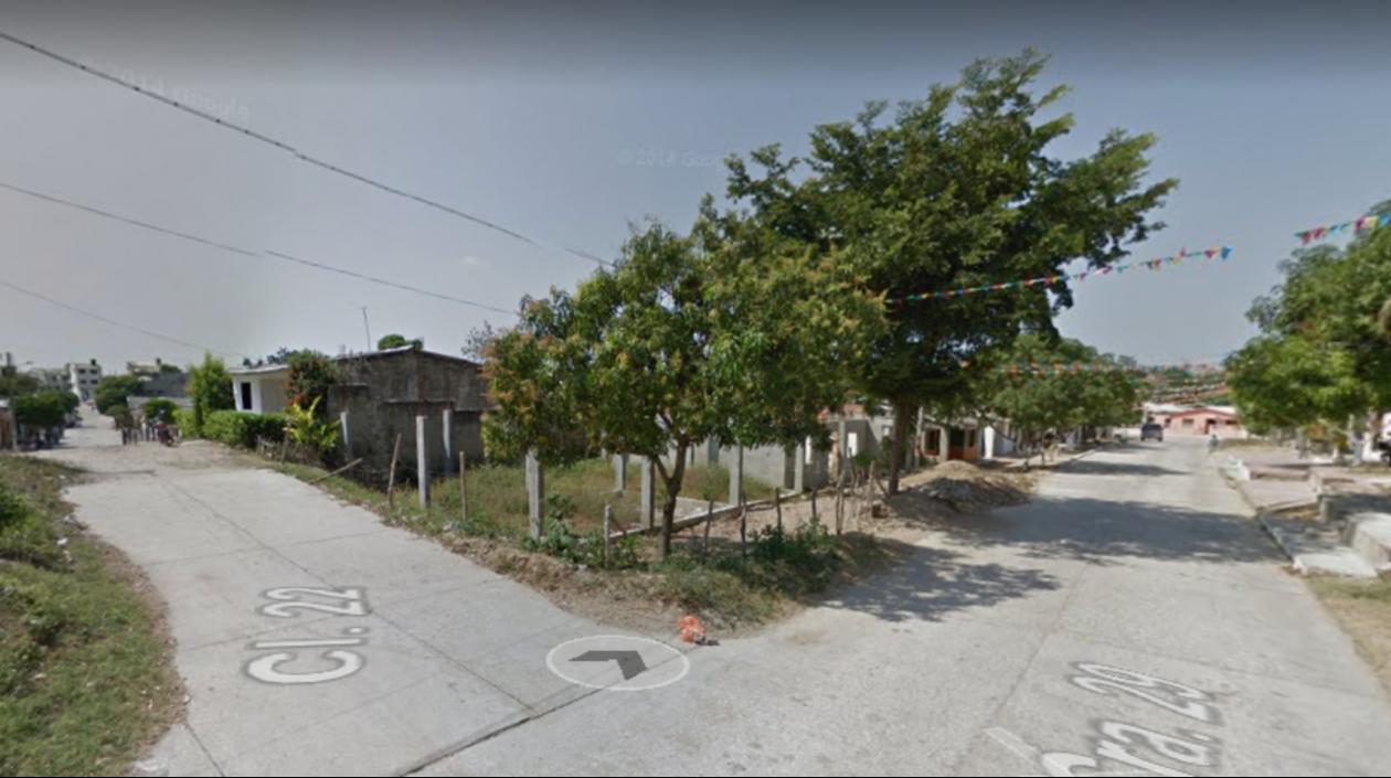 Carrera 22 con calle 29, en Sabanalarga, donde ocurrió el fleteo. 
