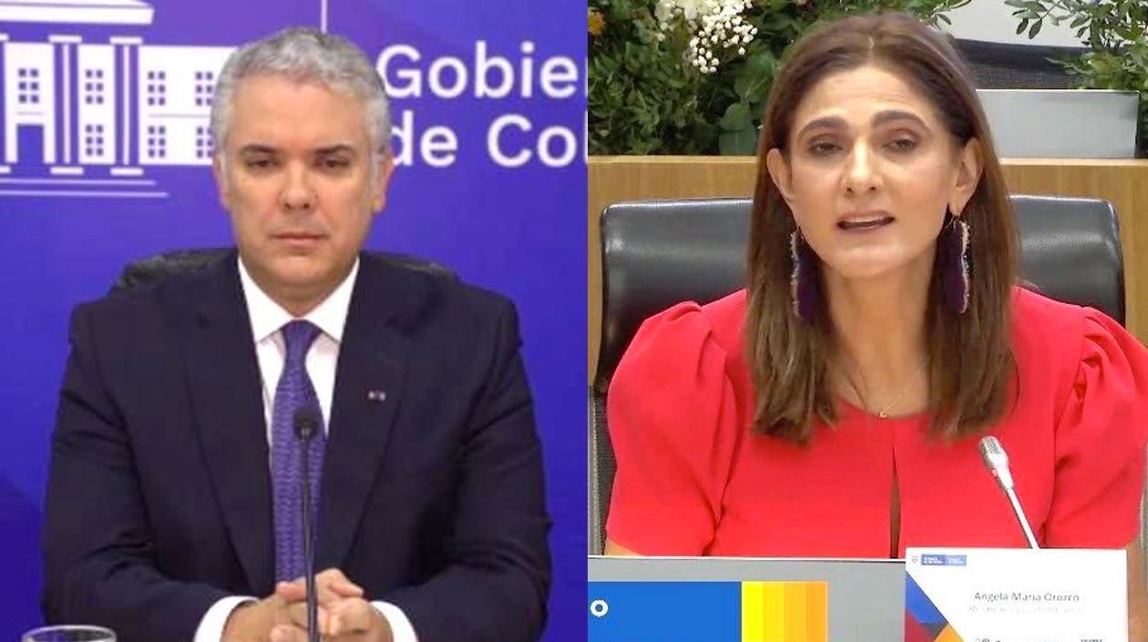 El Presidente de la República, Iván Duque y Mintransporte Ángela Maria Orozco