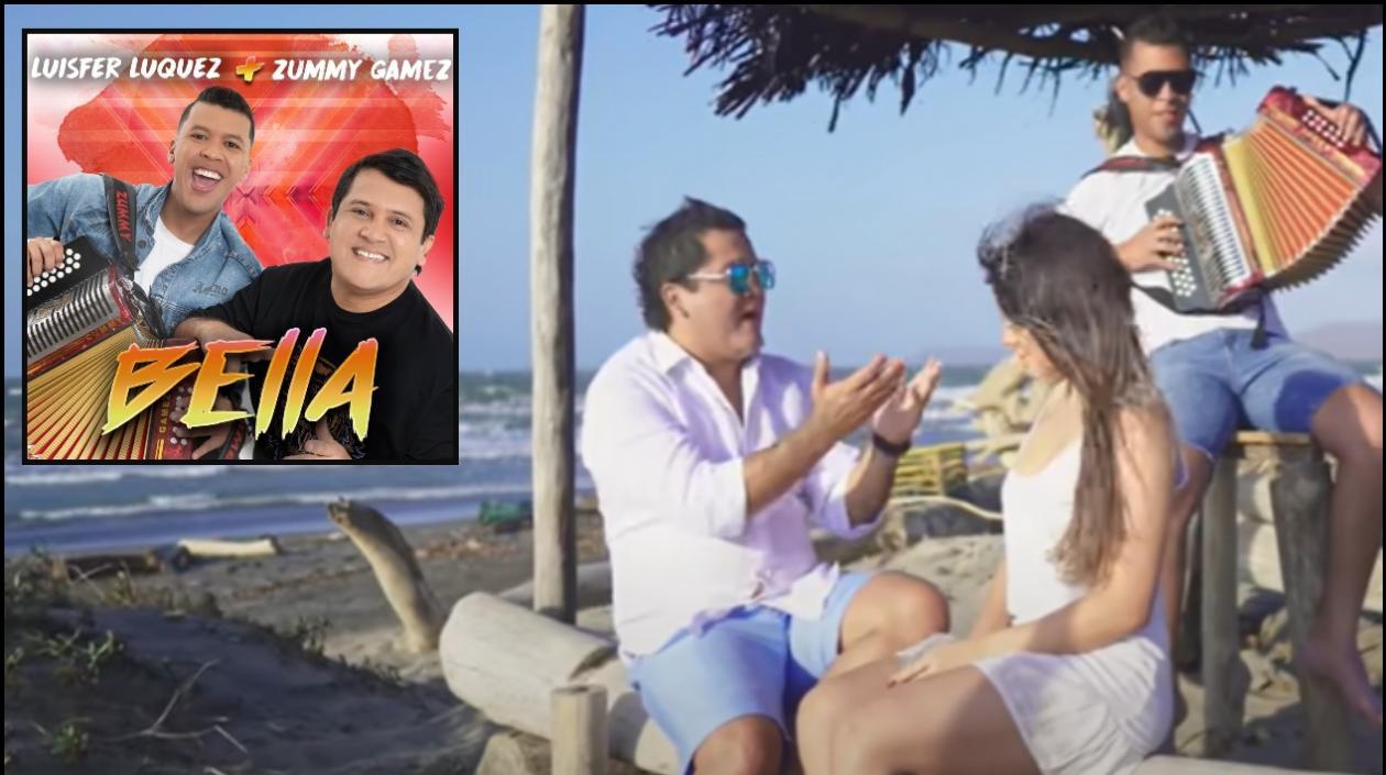 Luisfer Luquez y su acordeonero Zummy Gámez, en el video de 'Bella'.