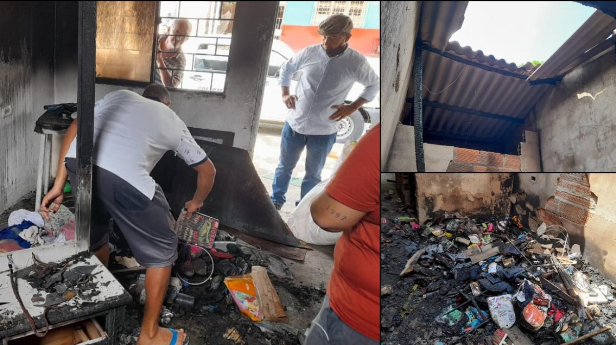 Imágenes de la casa incendiada en el barrio La Sierrita.