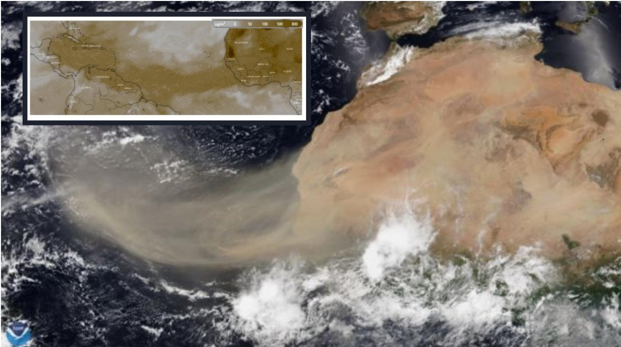 Imagen seguimiento del polvo del Sahara. GEOS-5. 