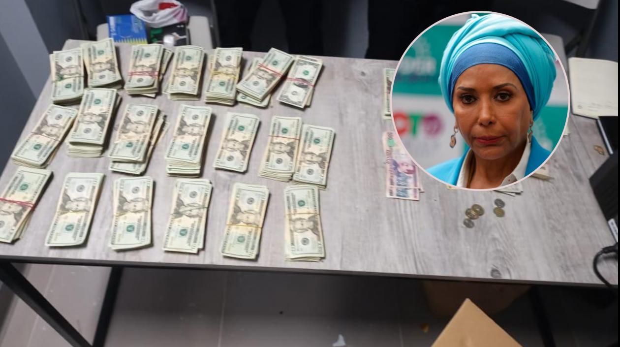 Los dólares que traía Piedad Córdoba.