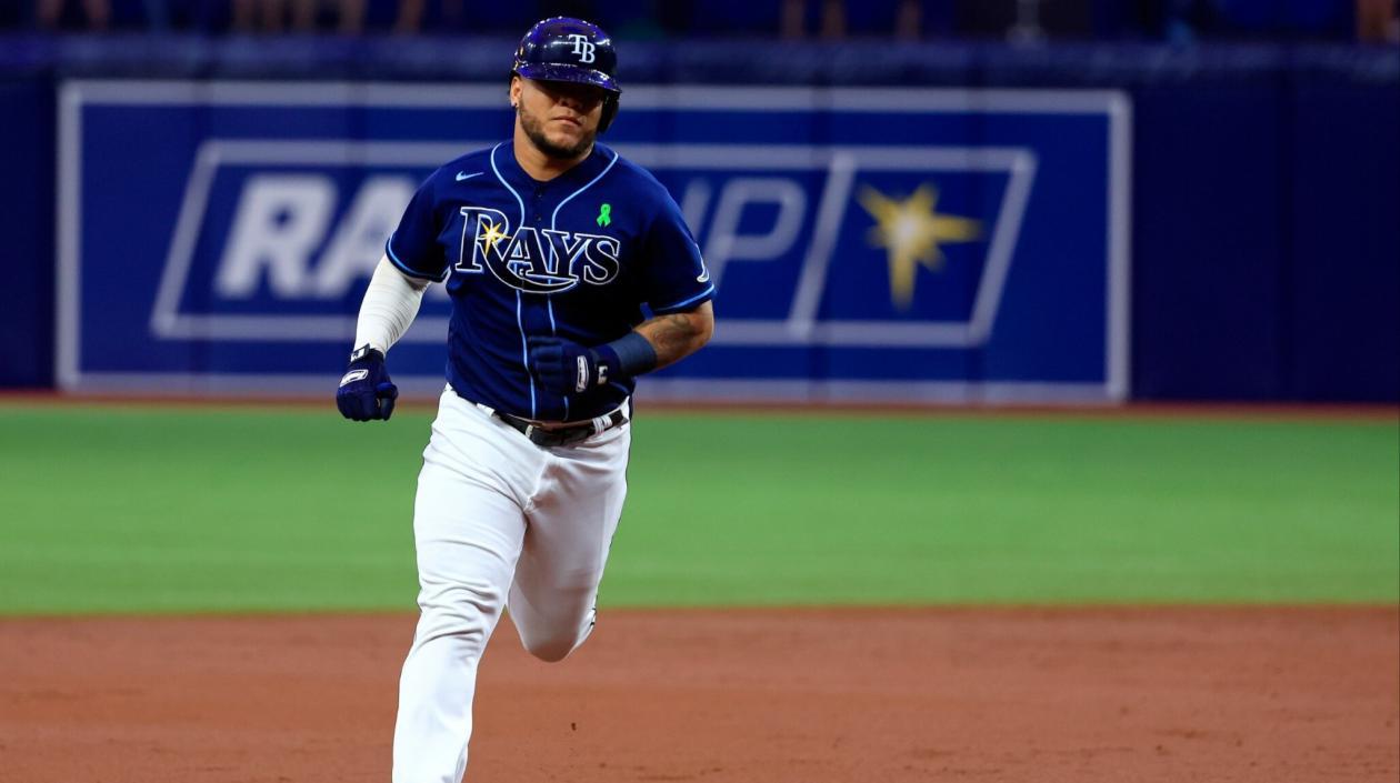 Harold Ramírez tras disparar cuadrangular con los Rays. 