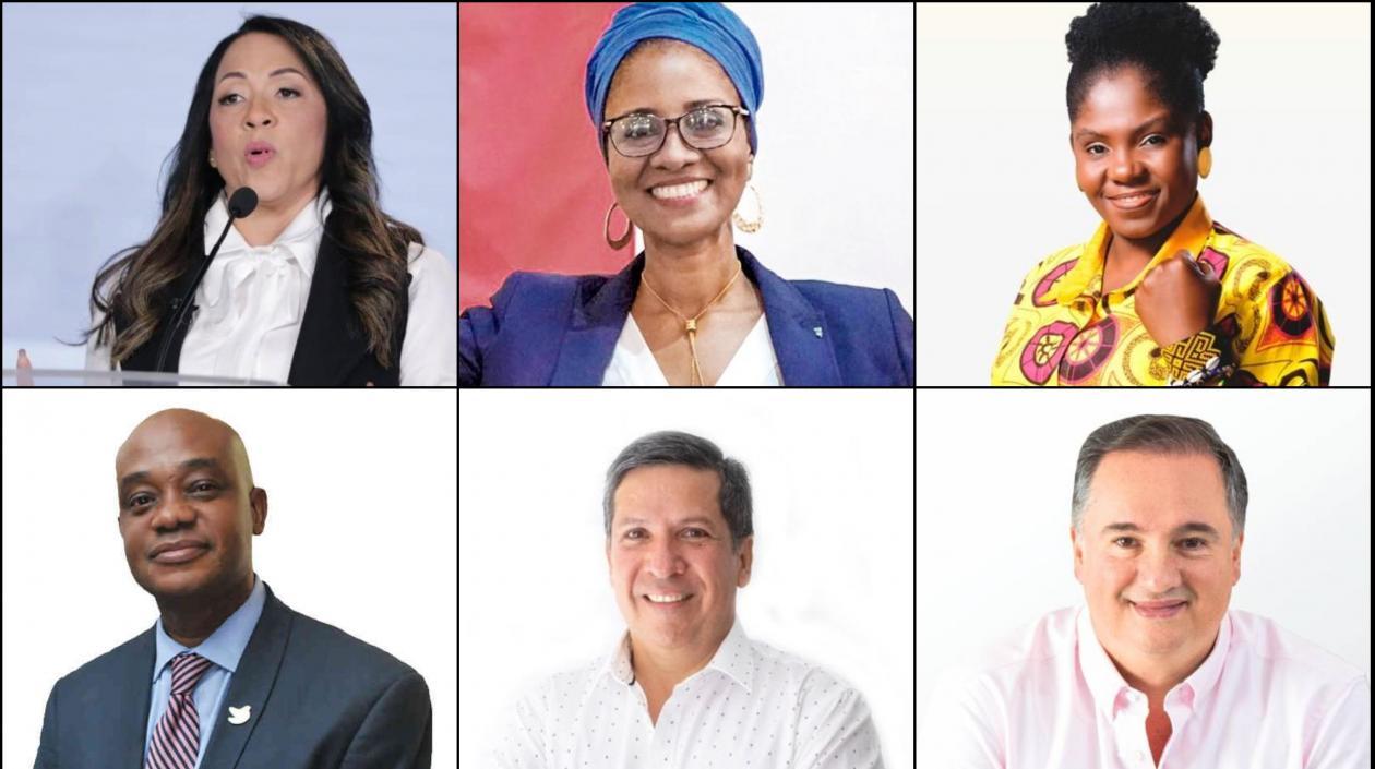 Los candidatos a Vicepresidencia: arriba, Marelen Castillo, Sandra de las Lajas, Francia Márquez. Abajo, Luis G. Murillo, Rodrigo Lara y Carlos Cuartas. 