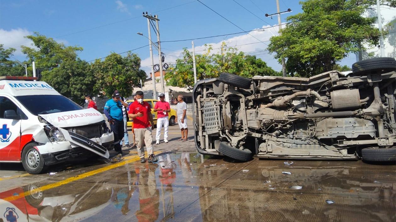 Estado en que quedaron las ambulancias.