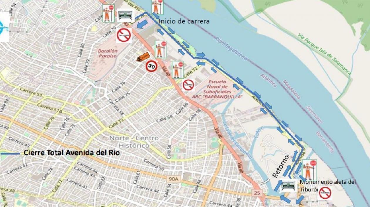 Recorrido de la Vuelta a Colombia por la Avenida del Río.