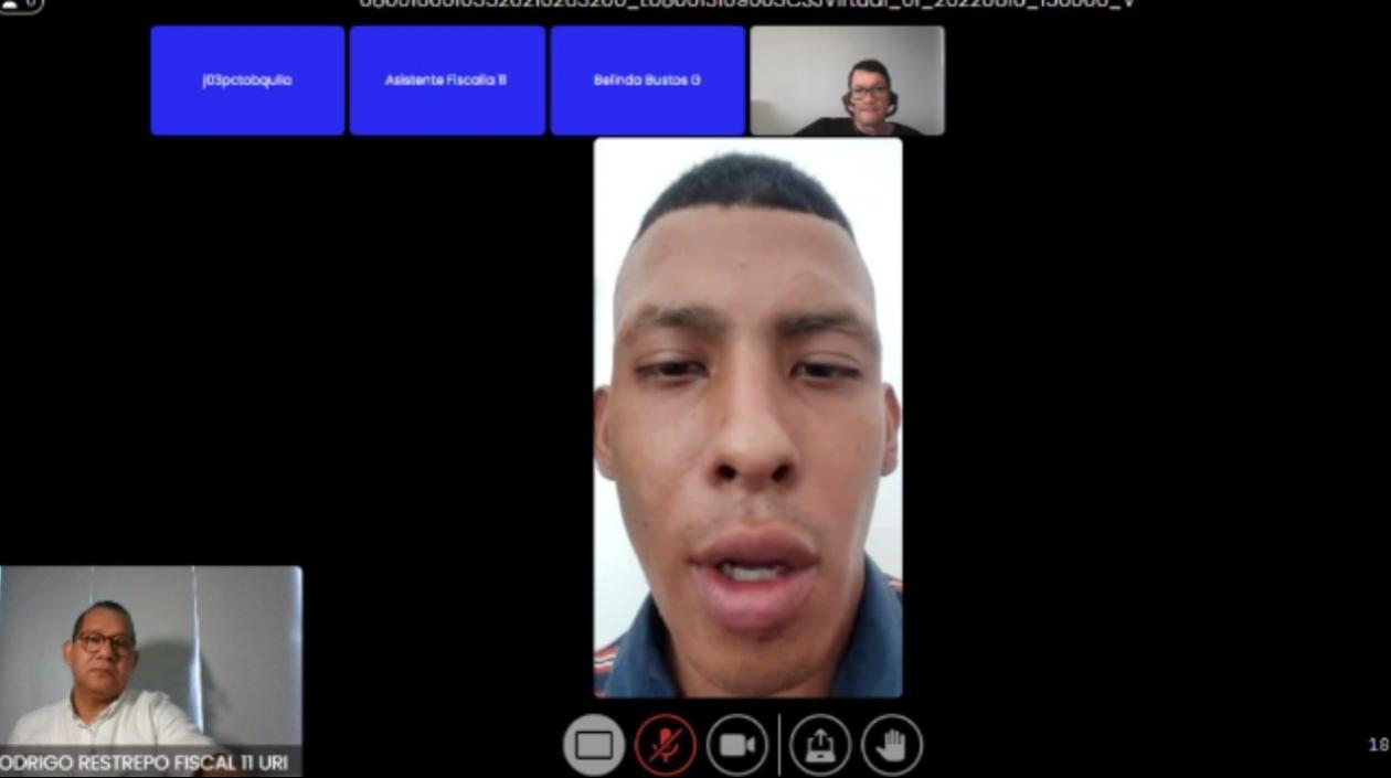 Aspecto de la audiencia virtual contra César David Covas Rivera.