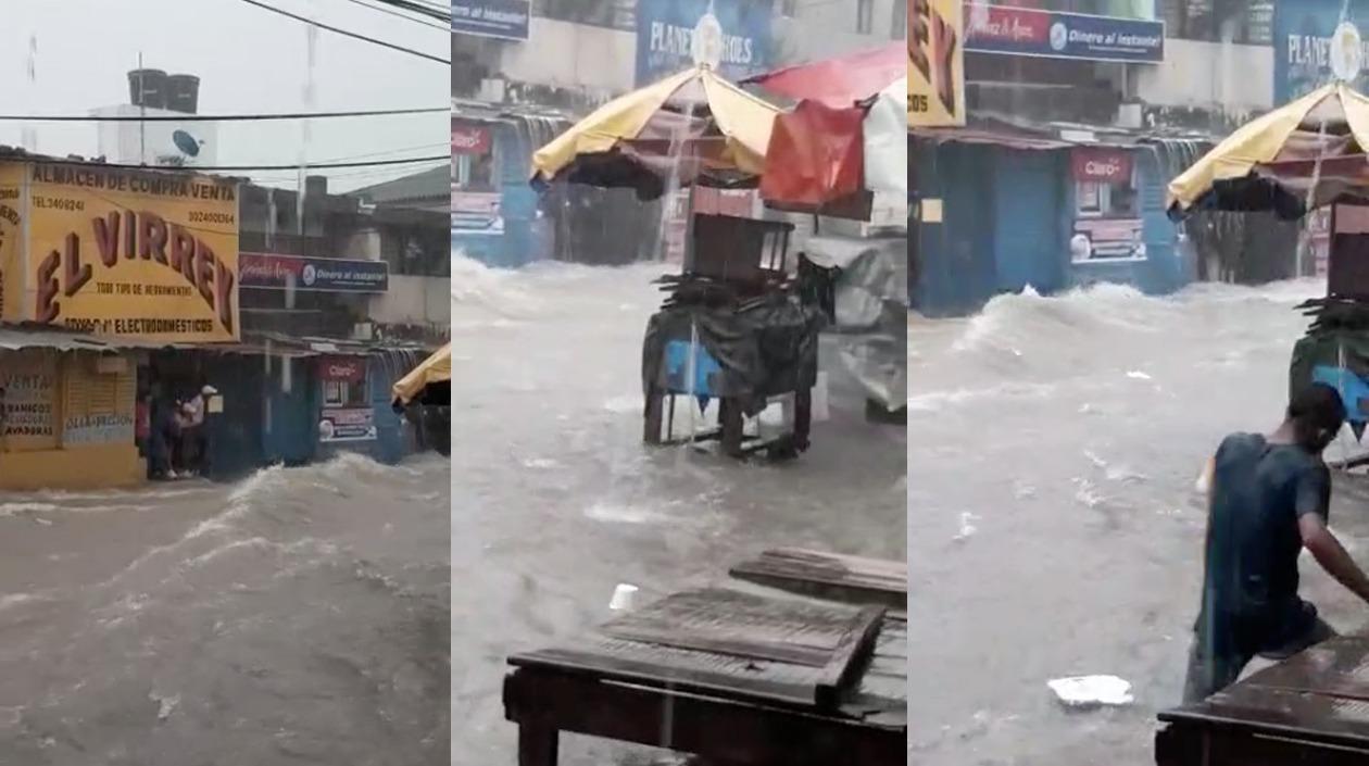 Imágenes de la fuerte lluvia que cayó hoy.
