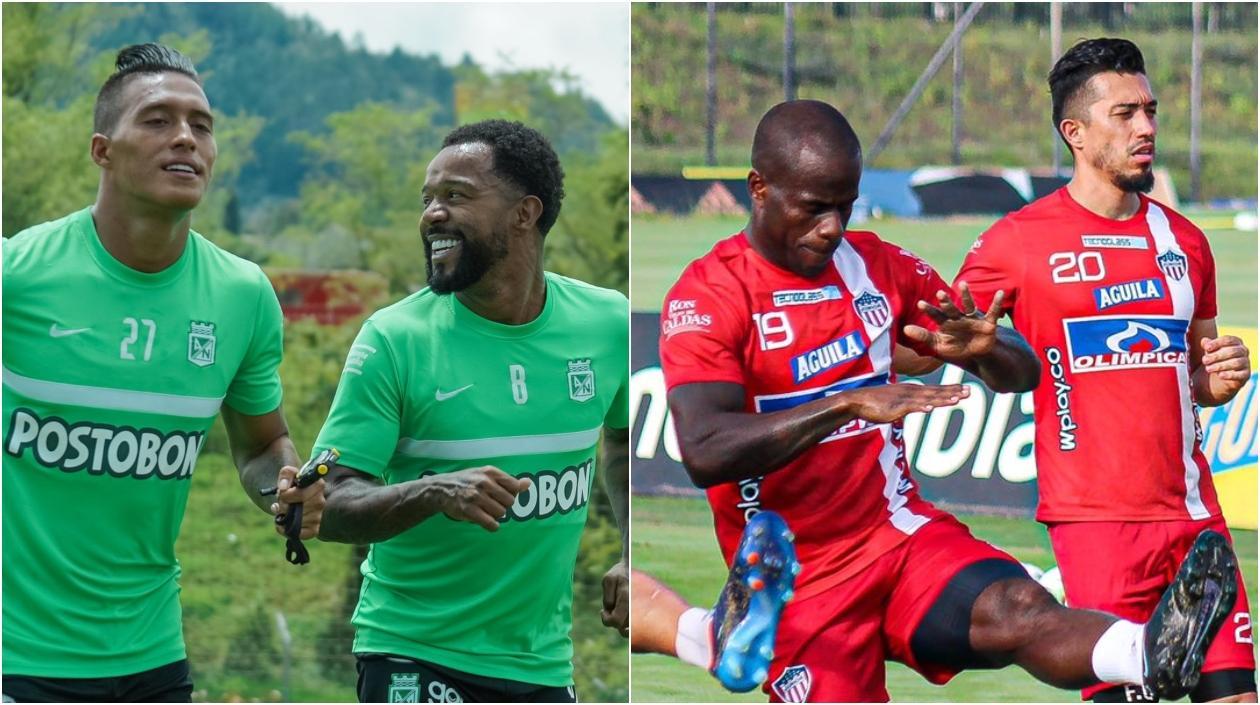 Jugadores de Atlético Nacional y Junior. 