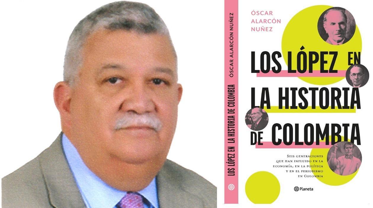 Óscar Alarcón y la carátula del libro.