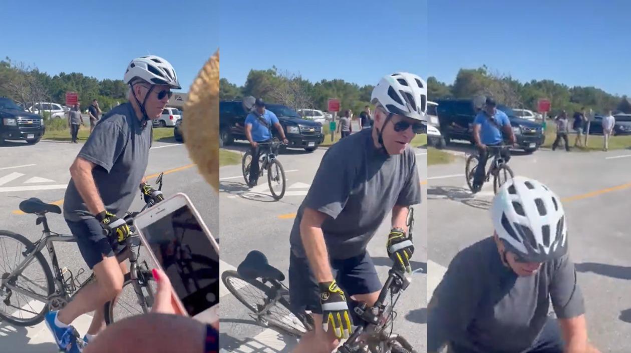 El presidente Biden segundos antes de la caída