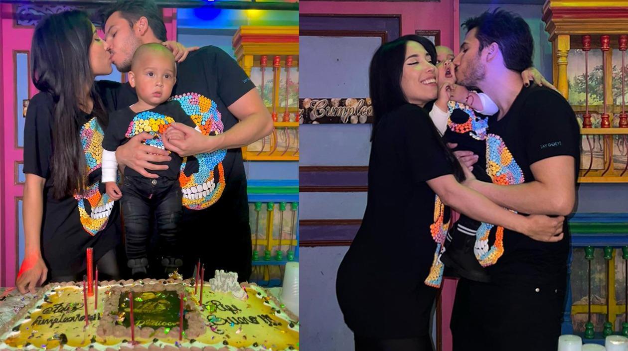 Luisa Fernanda W y Pipe Bueno con Máximo en su cumpleaños
