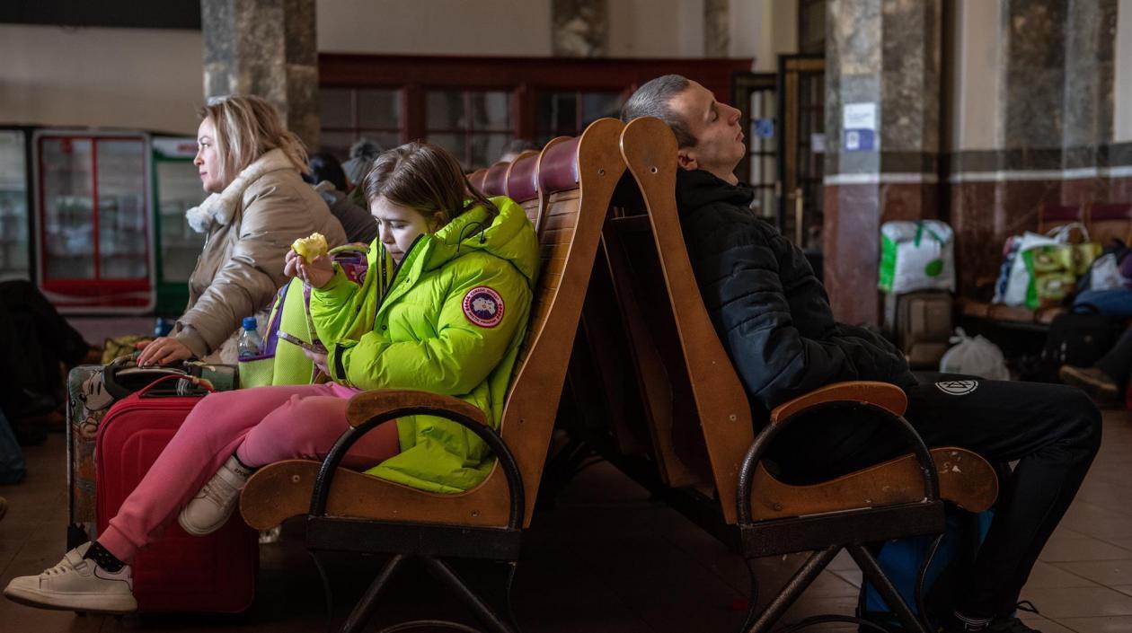 Grupo de refugiados ucranianos