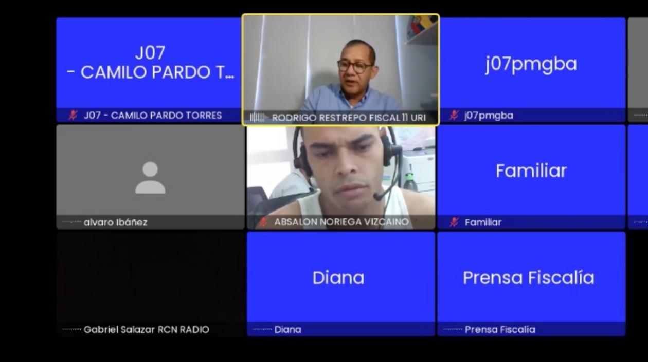 Aspecto de la audiencia virtual contra Absalón David. 