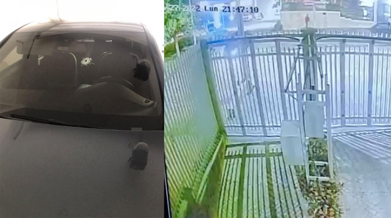 El vehículo impactado por los delincuentes durante el asalto en la calle 79 con 55. 