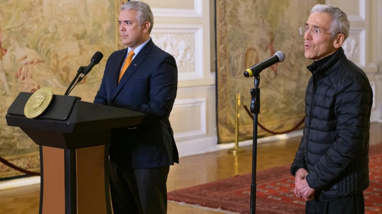 El Presidente Iván Duque y Francisco de Roux.