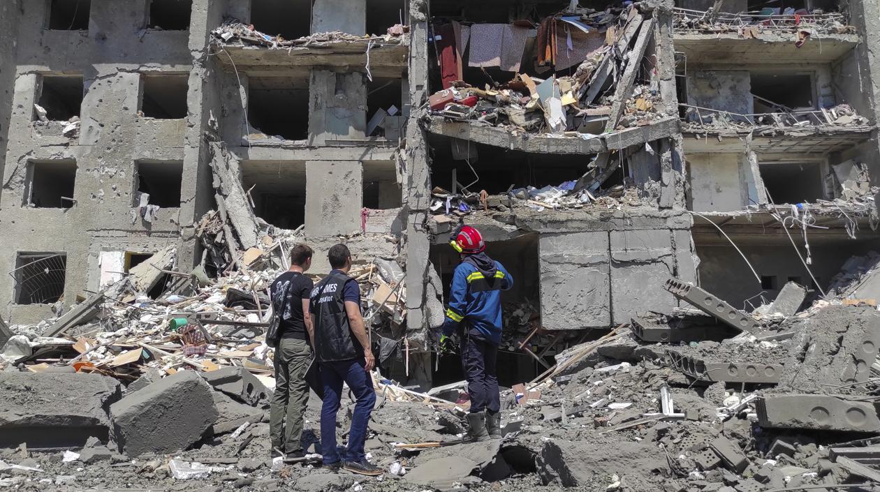 Uno de los edificios bombardeados.