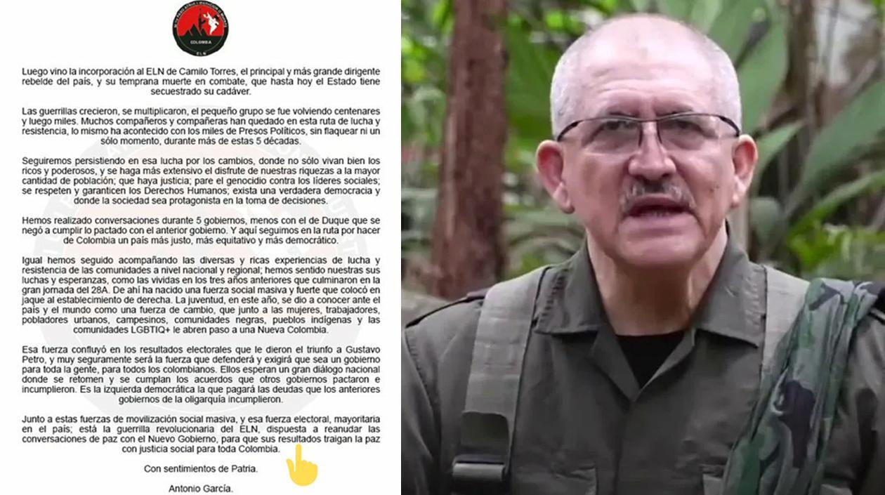 El ELN reitera disposición de reanudar diálogos de paz