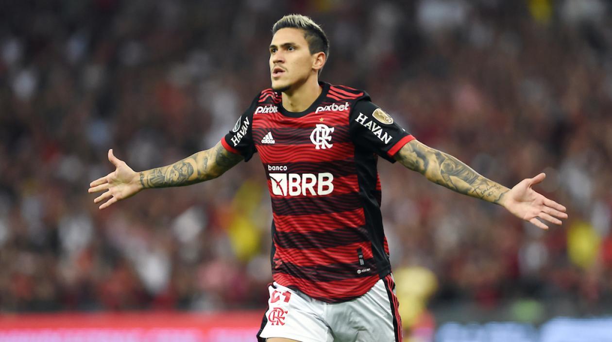 El atacante Pedro celebrando uno de los cuatros goles que le hizo a Deportes Tolima.