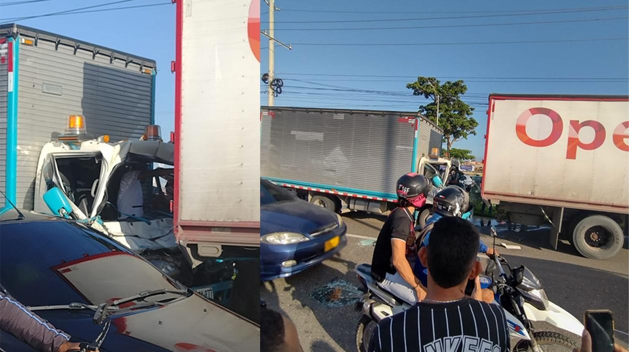 Furgón chocó con parte trasera de camión en la vía La Cordialidad.