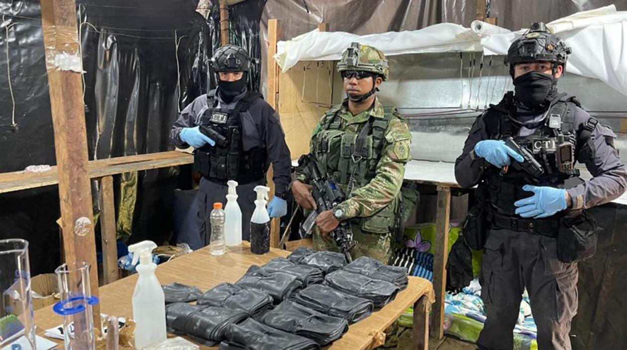 Laboratorio de cocaína desmantelado en Tumaco.
