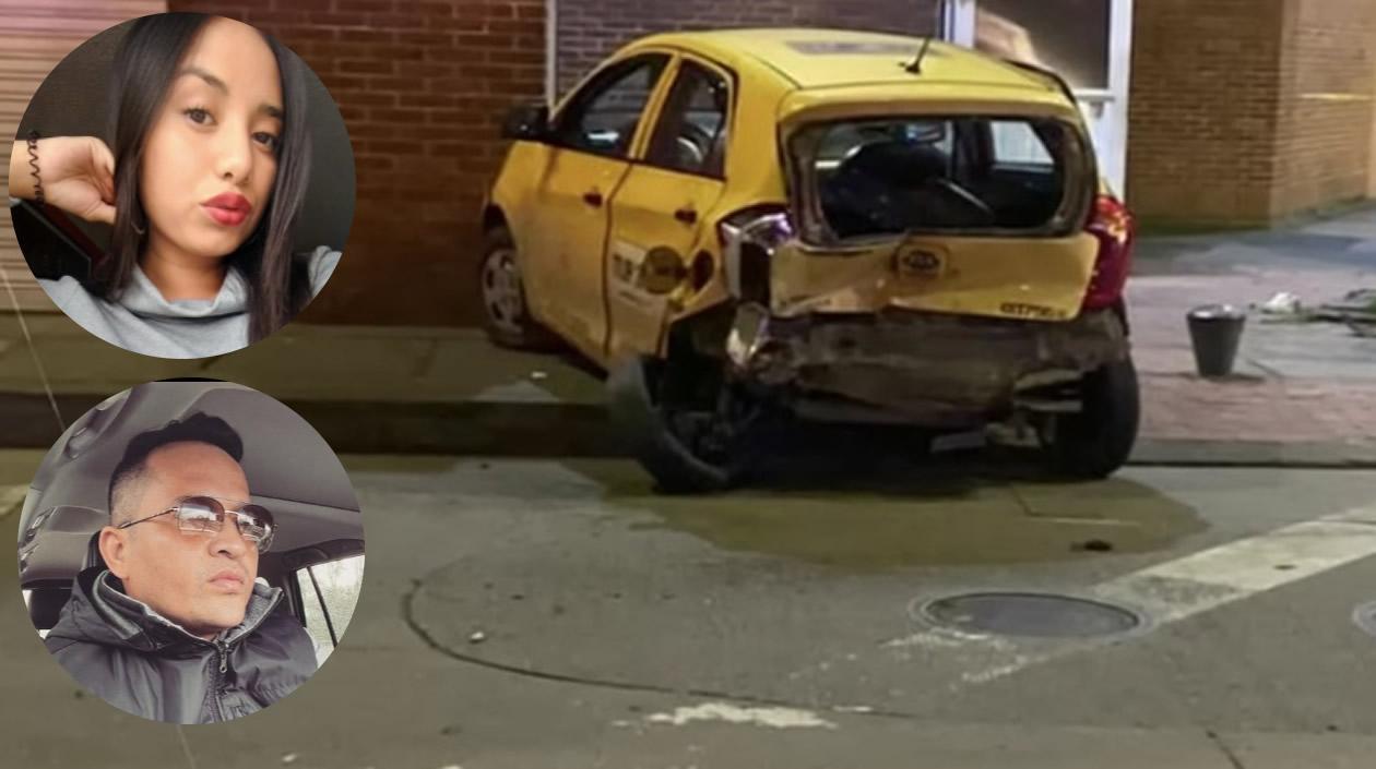 Estado en que quedó el taxi en el que iba Karen Molina (fallecida) tras ser embestido por la camioneta en la que iba el artista Fredy Burbano.