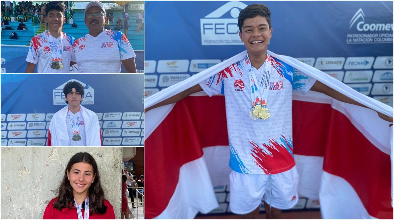 Tomás Alsina, Jhesé Benavidez,  Samuel Jaimes, el entrenador Miguel Reina y Sara Jaramillo. 