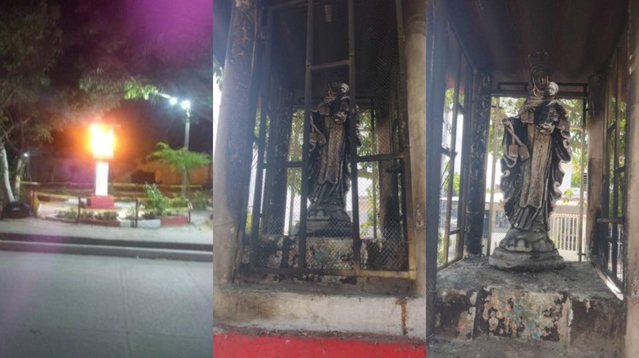 Imagen de la Virgen vandalizada en Soledad 2.000.